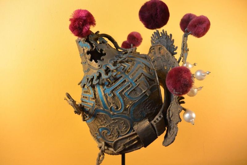 Alter chinesischer Theatre Kappe Kämpfer Kappe 4