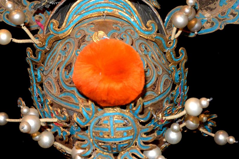 Alter chinesischer Theatre Kappe Kopfschmuck der Qing-Dynastie 2