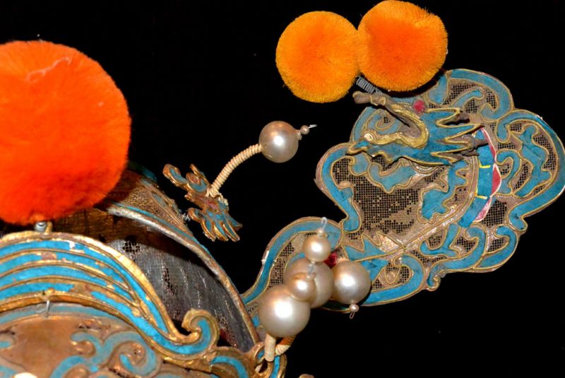 Alter chinesischer Theatre Kappe Kopfschmuck der Qing-Dynastie 3