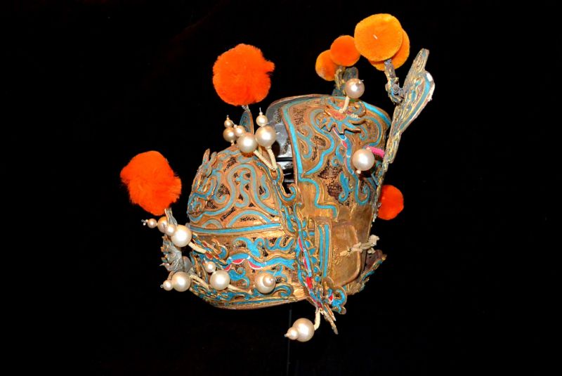 Alter chinesischer Theatre Kappe Kopfschmuck der Qing-Dynastie 4