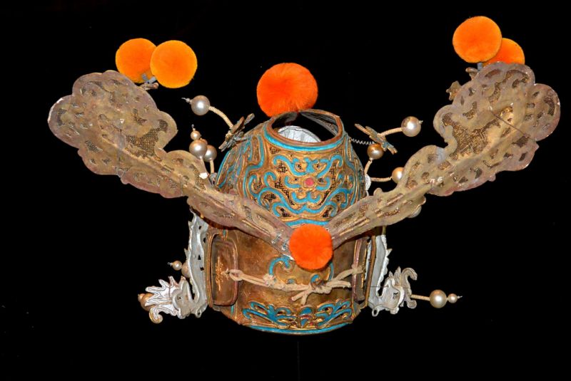 Alter chinesischer Theatre Kappe Kopfschmuck der Qing-Dynastie 5