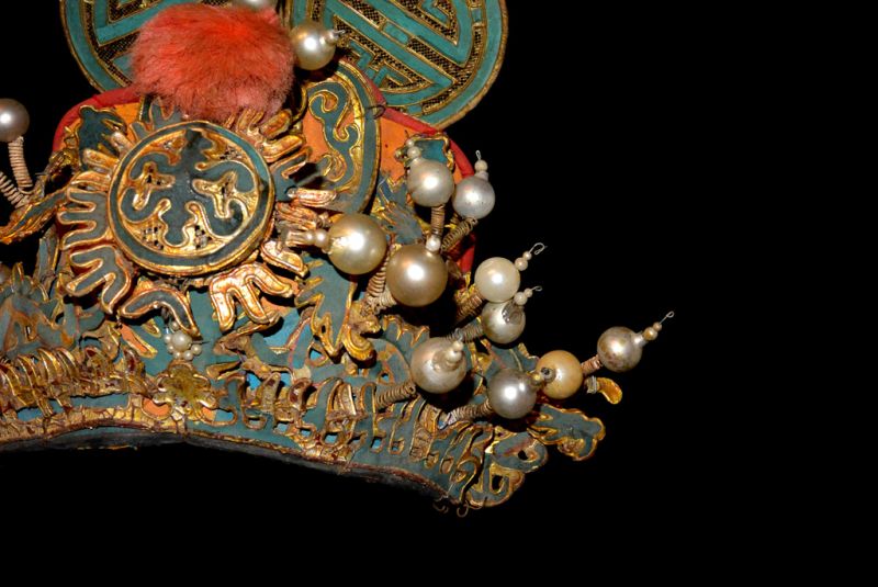 Alter chinesischer Theatre Kappe Kopfschmuck des Mondes 3
