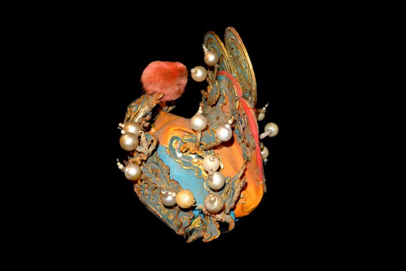 Alter chinesischer Theatre Kappe Kopfschmuck des Mondes 4