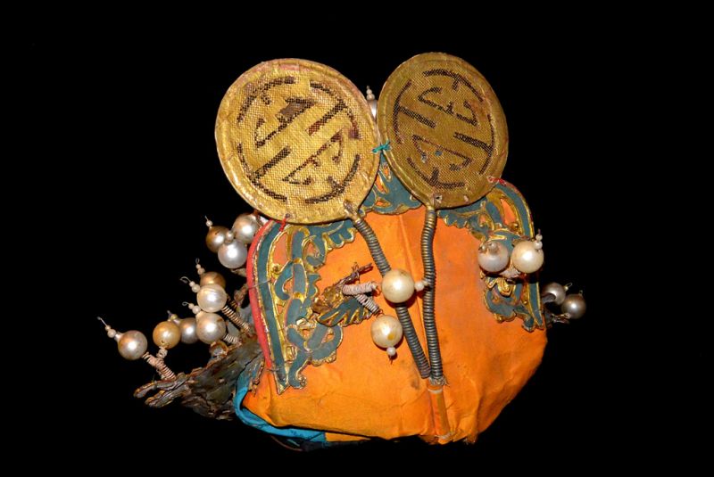 Alter chinesischer Theatre Kappe Kopfschmuck des Mondes 5