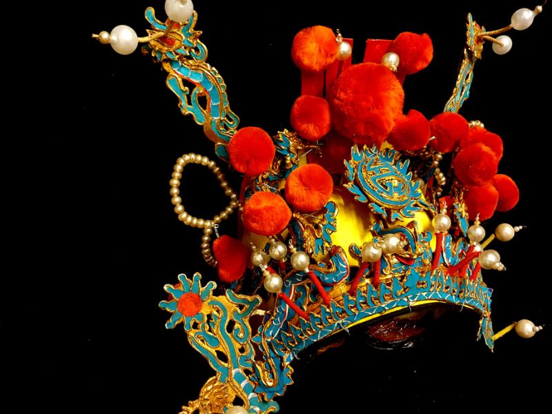 Alter chinesischer Theatre Kappe Kopfschmuck des Mondes 3