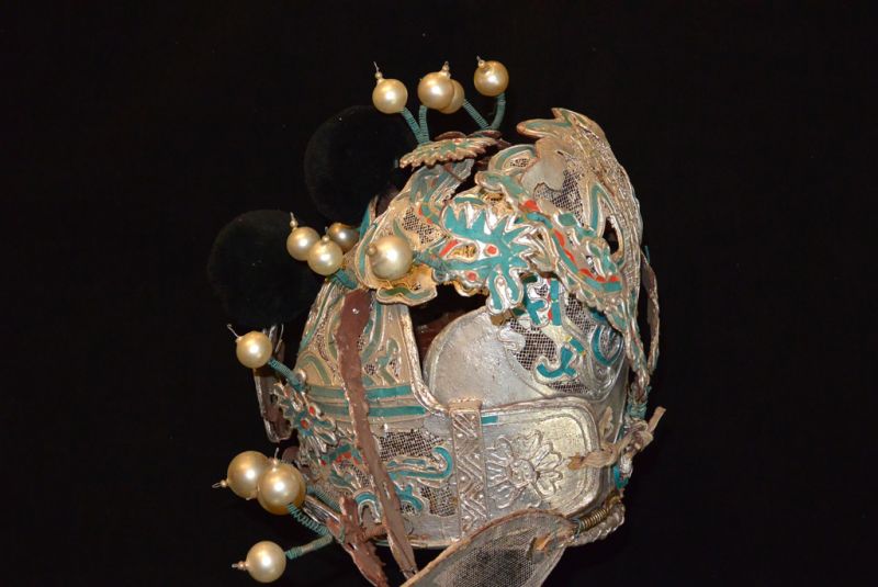 Alter chinesischer Theatre Kappe Krieger Helm 4
