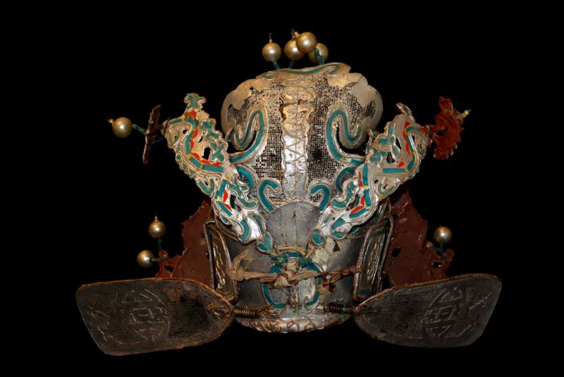 Alter chinesischer Theatre Kappe Krieger Helm 5