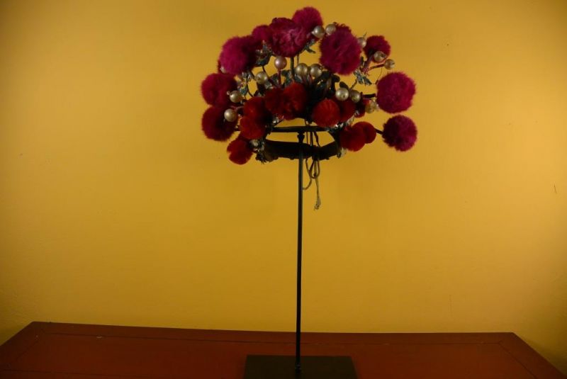 Alter chinesischer Theatre Kappe Krone / Fuchsie 2
