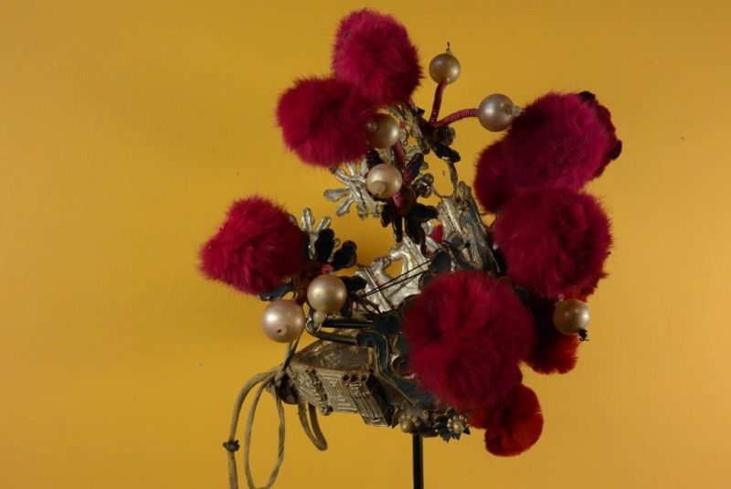 Alter chinesischer Theatre Kappe Krone / Fuchsie 3