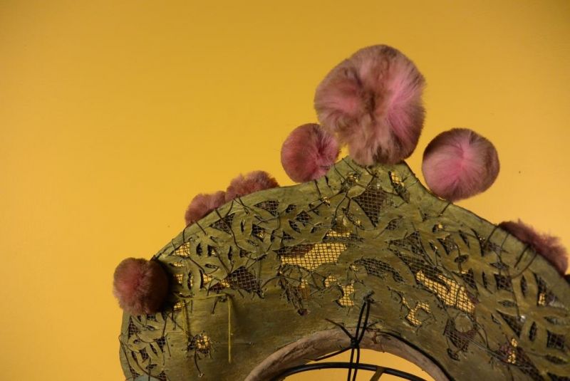 Alter chinesischer Theatre Kappe Krone / Rosa 5