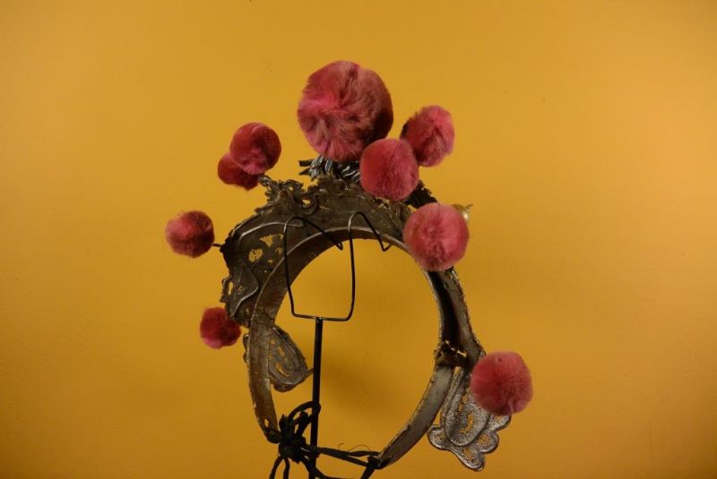 Alter chinesischer Theatre Kappe Krone / Rosa 4