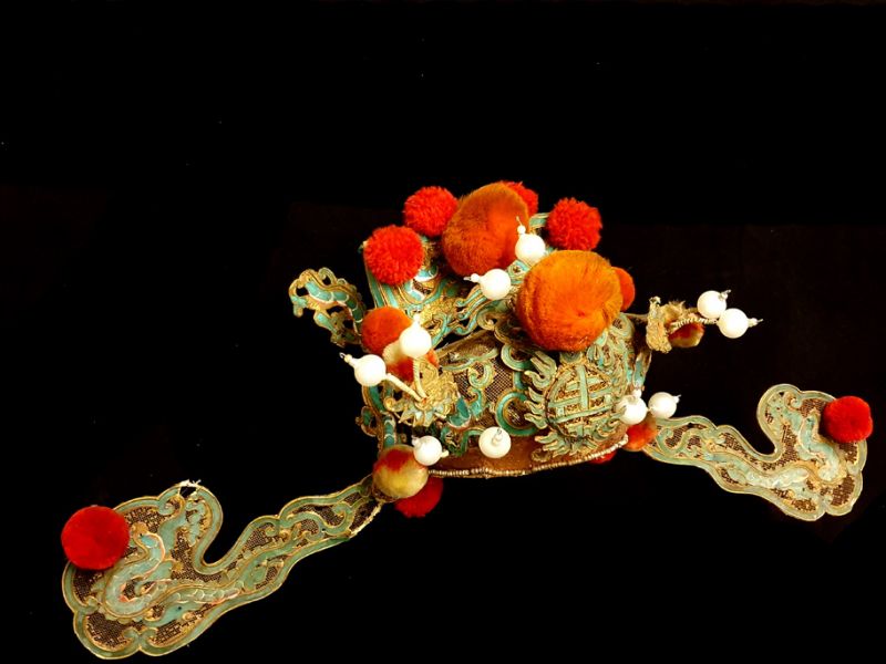 Alter chinesischer Theatre Kappe Leiter des Dorfes 3