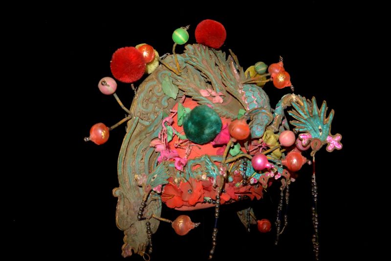Alter chinesischer Theatre Kappe Phoenix - Mehrfarben 3