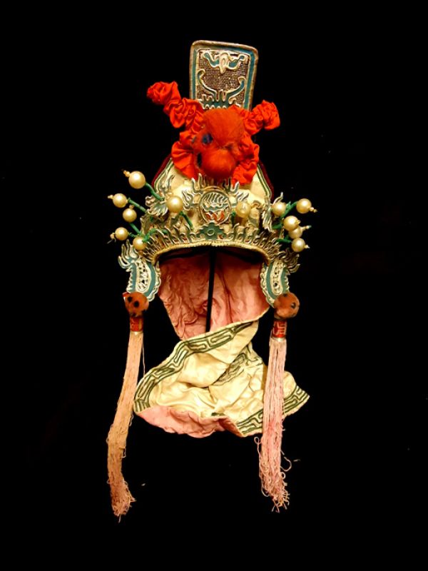 Alter chinesischer Theatre Kappe Roten Bommel 4