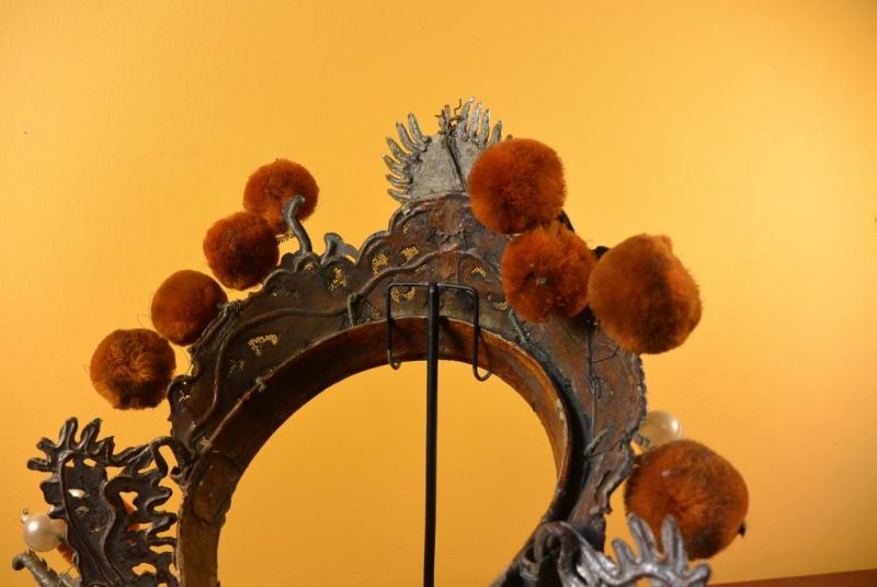 Alter chinesischer Theatre Kappe - Roten Bommel Krone 2 5