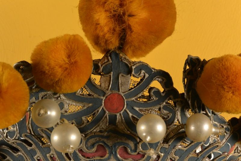 Alter chinesischer Theatre Kappe Roten Bommel Krone 2