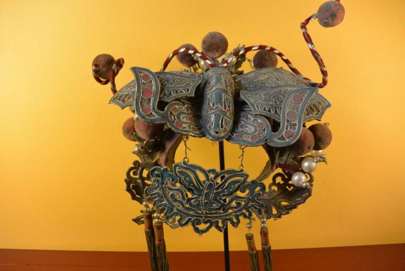Alter chinesischer Theatre Kappe Schmetterling Krone 4