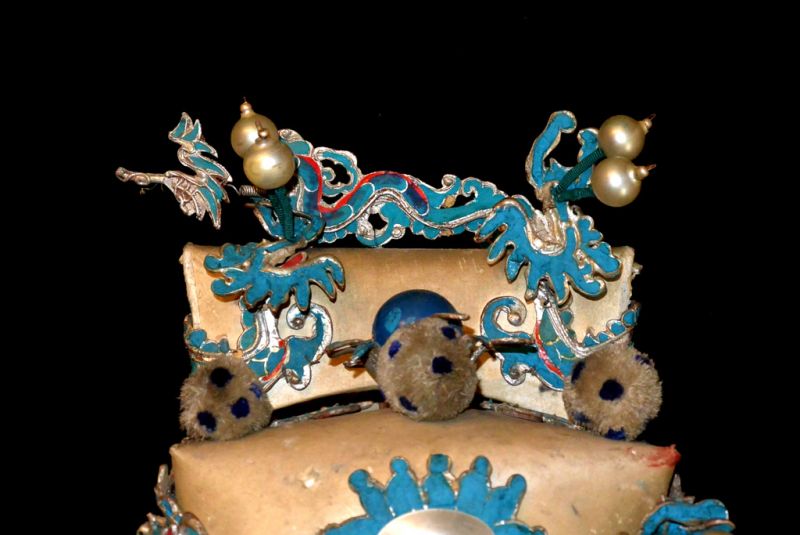 Alter chinesischer Theatre Kappe Shamans Kopfschmuck 3