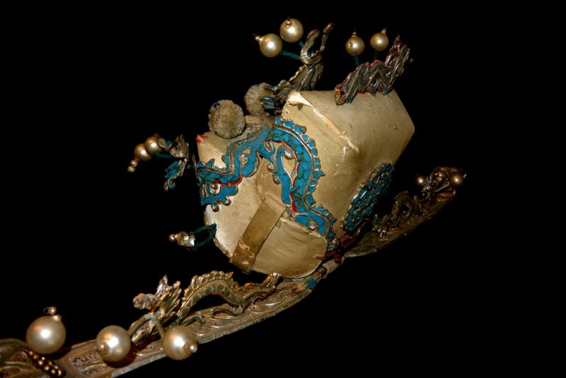 Alter chinesischer Theatre Kappe Shamans Kopfschmuck 4