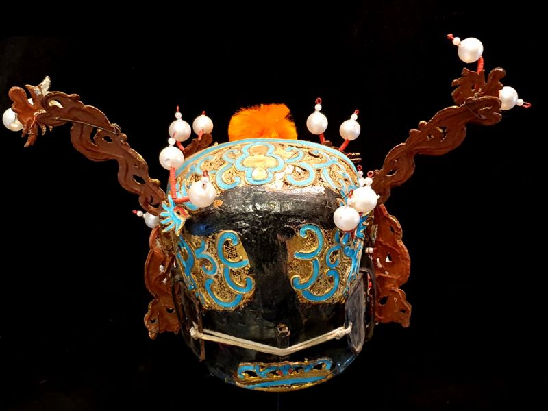 Alter chinesischer Theatre Kappe Sonne und Drache - Königsblau 4
