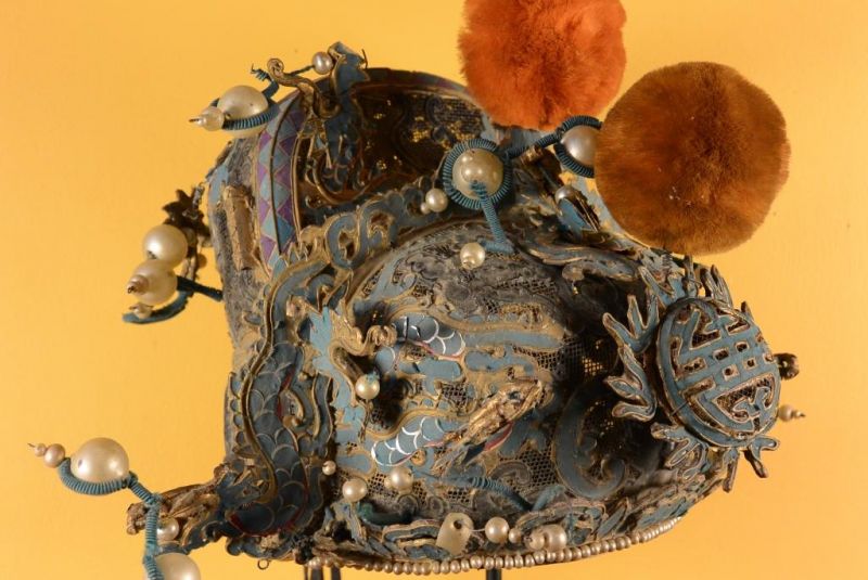 Alter chinesischer Theatre Kappe - Sonne und Drachen 2 3