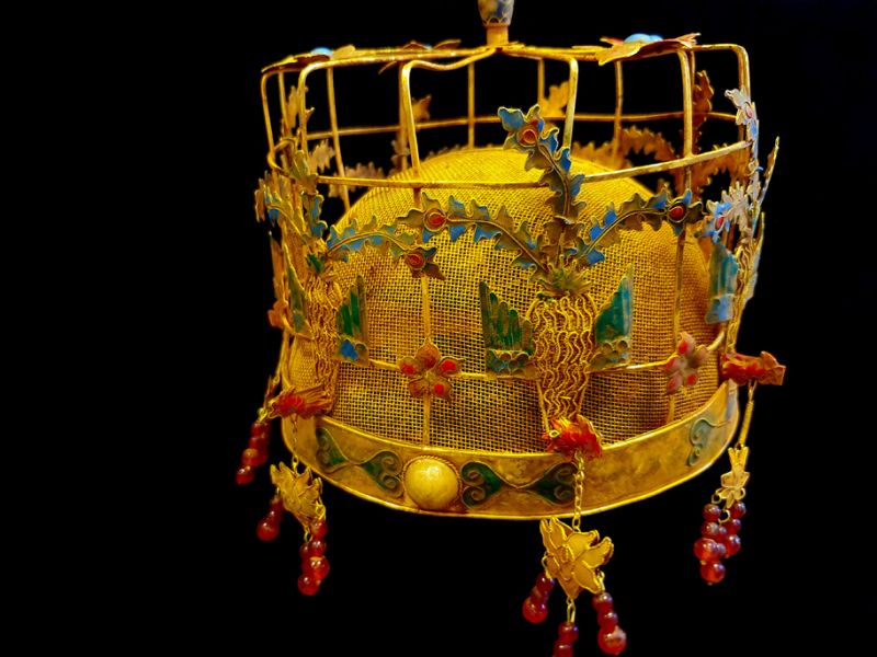 Alter goldener Theatre Kappe - Kaiser und Kaiserin - Phoenix Crown - Kaiser von China 3