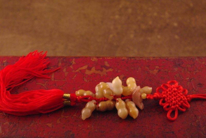 Amulette Feng Shui Pêches d’immortalité Jade Rouge 1
