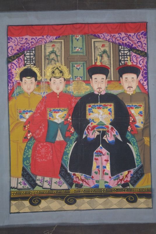 Ancestors and Dignitaries family 4 people Qing 1