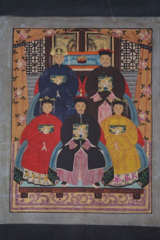 Ancestors and Dignitaries family 5 people Qing 1