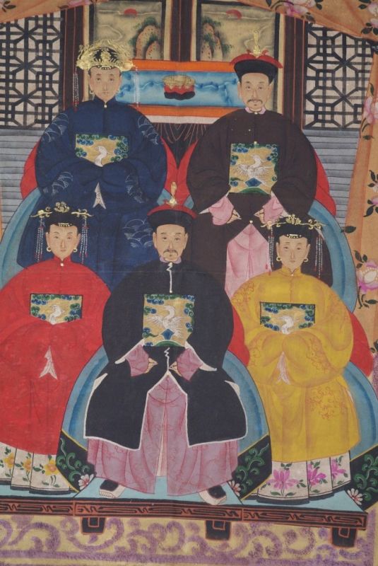 Ancestors and Dignitaries family 5 people Qing 2
