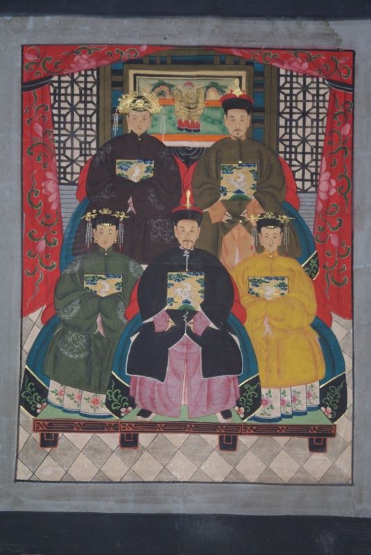Ancestors and Dignitaries family 5 people Qing 1