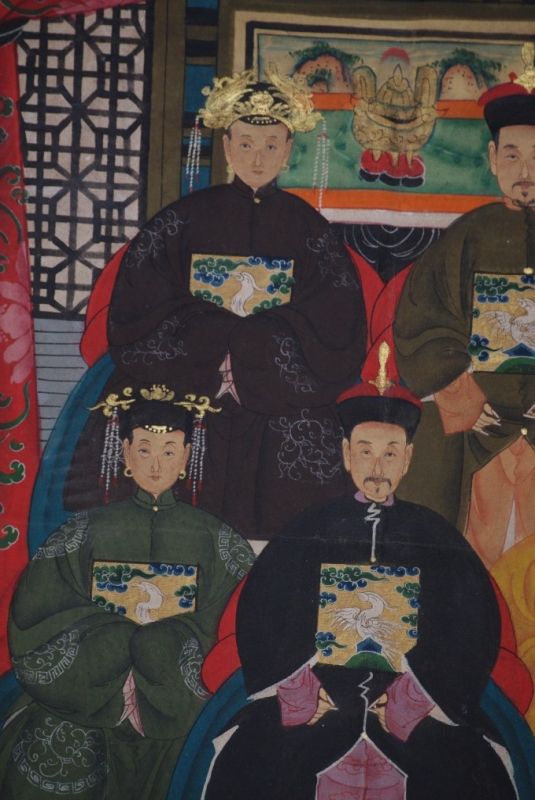 Ancestors and Dignitaries family 5 people Qing 3