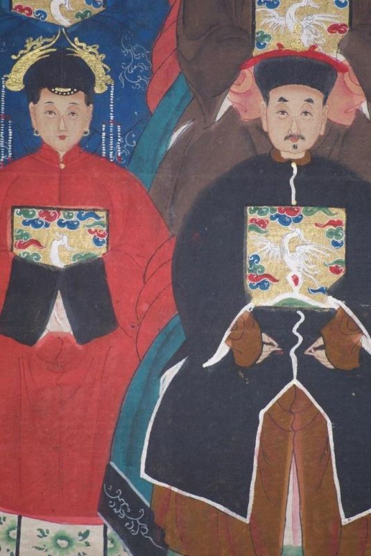 Ancestors and Dignitaries family 6 people Qing 5