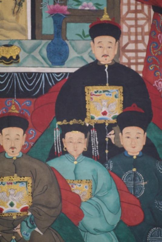 Ancestors and Dignitaries family 7 people Qing 4
