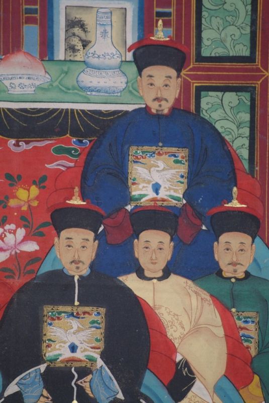 Ancestors and Dignitaries family 9 people Qing 4