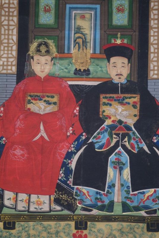 Ancestros y Dignitarios Chinos 2 Personas Dinastía Qing 2
