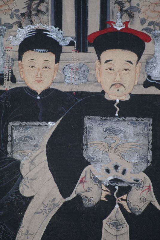 Ancêtres Chinois moderne sur toile Dynastie Qing 4 personnes 3