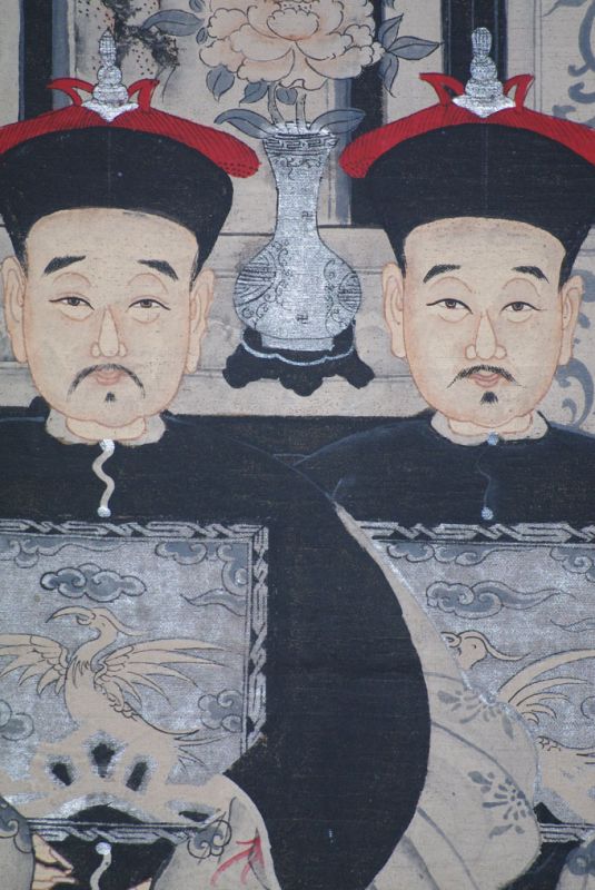Ancêtres Chinois moderne sur toile Dynastie Qing 4 personnes 4