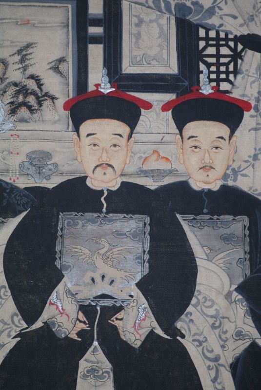 Ancêtres Chinois moderne sur toile Dynastie Qing 4 personnes 3