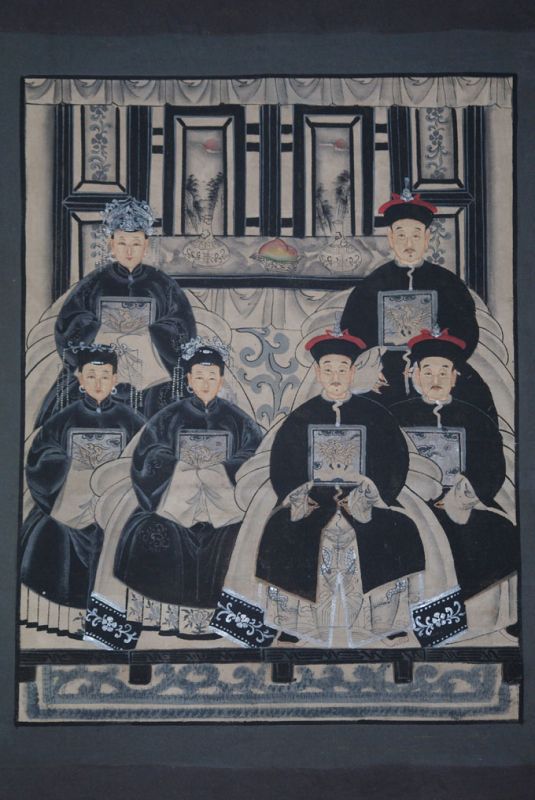 Ancêtres Chinois moderne sur toile Dynastie Qing 6 personnes 1