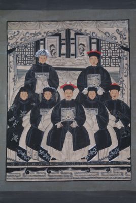 Ancêtres Chinois moderne sur toile Dynastie Qing 7 personnes