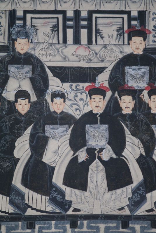Ancêtres Chinois moderne sur toile Dynastie Qing 8 personnes 2