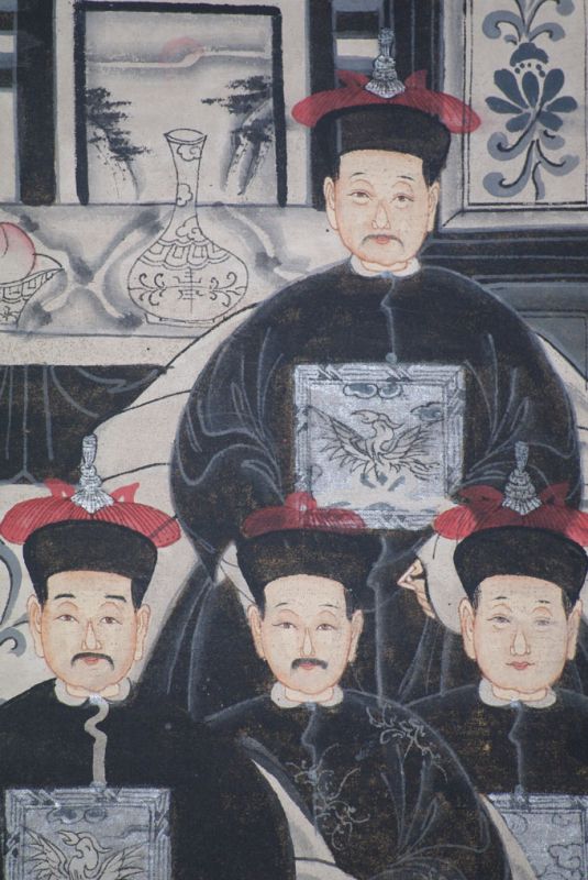 Ancêtres Chinois moderne sur toile Dynastie Qing 8 personnes 4