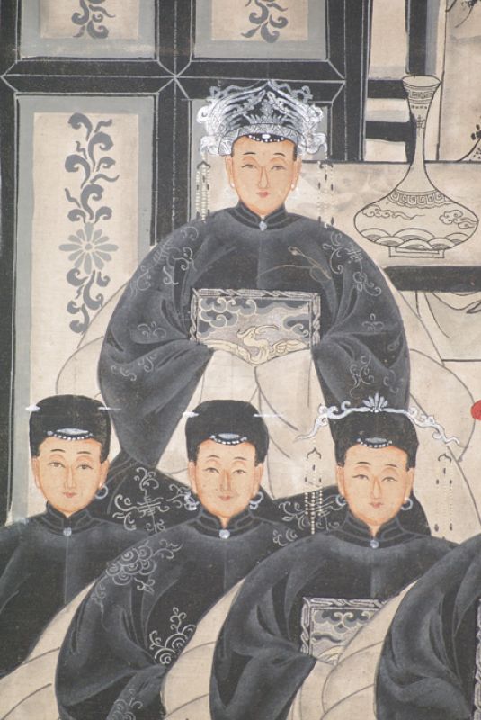 Ancêtres Chinois moderne sur toile Dynastie Qing 9 personnes 3