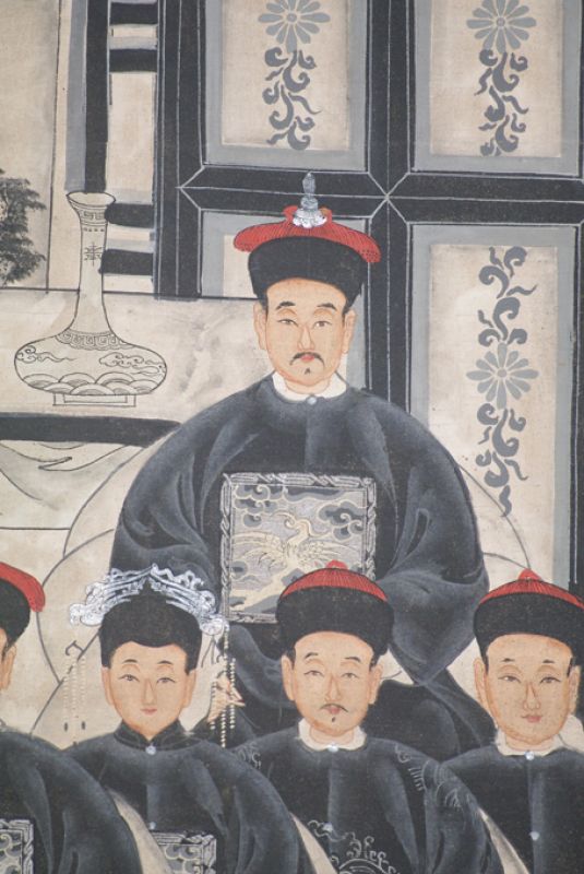 Ancêtres Chinois moderne sur toile Dynastie Qing 9 personnes 4
