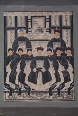 Ancêtres Chinois moderne sur toile Dynastie Qing 9 personnes