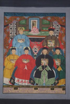 Ancêtres Chinois sur toile Dynastie Qing 6 personnes Ancêtres Chinois sur toile Dynastie Qing 6 personnes