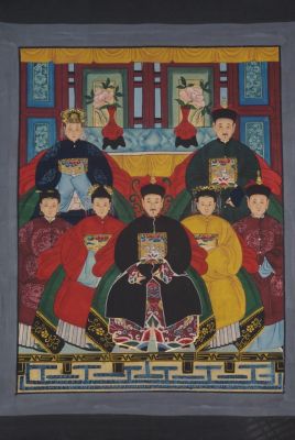 Ancêtres Chinois sur toile Dynastie Qing 7 personnes Ancêtres Chinois sur toile Dynastie Qing 7 personnes