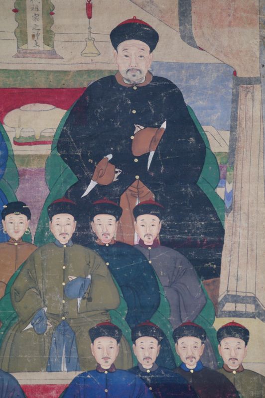 Haga clic en la imagen para ampliar Ancianos Ancestros Chinos Dinastía Qing - Familia - 16 personas 5