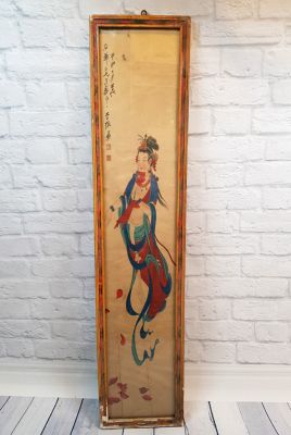 Ancien cadre chinois en Bois - Peinture - Déesse chinoise 1